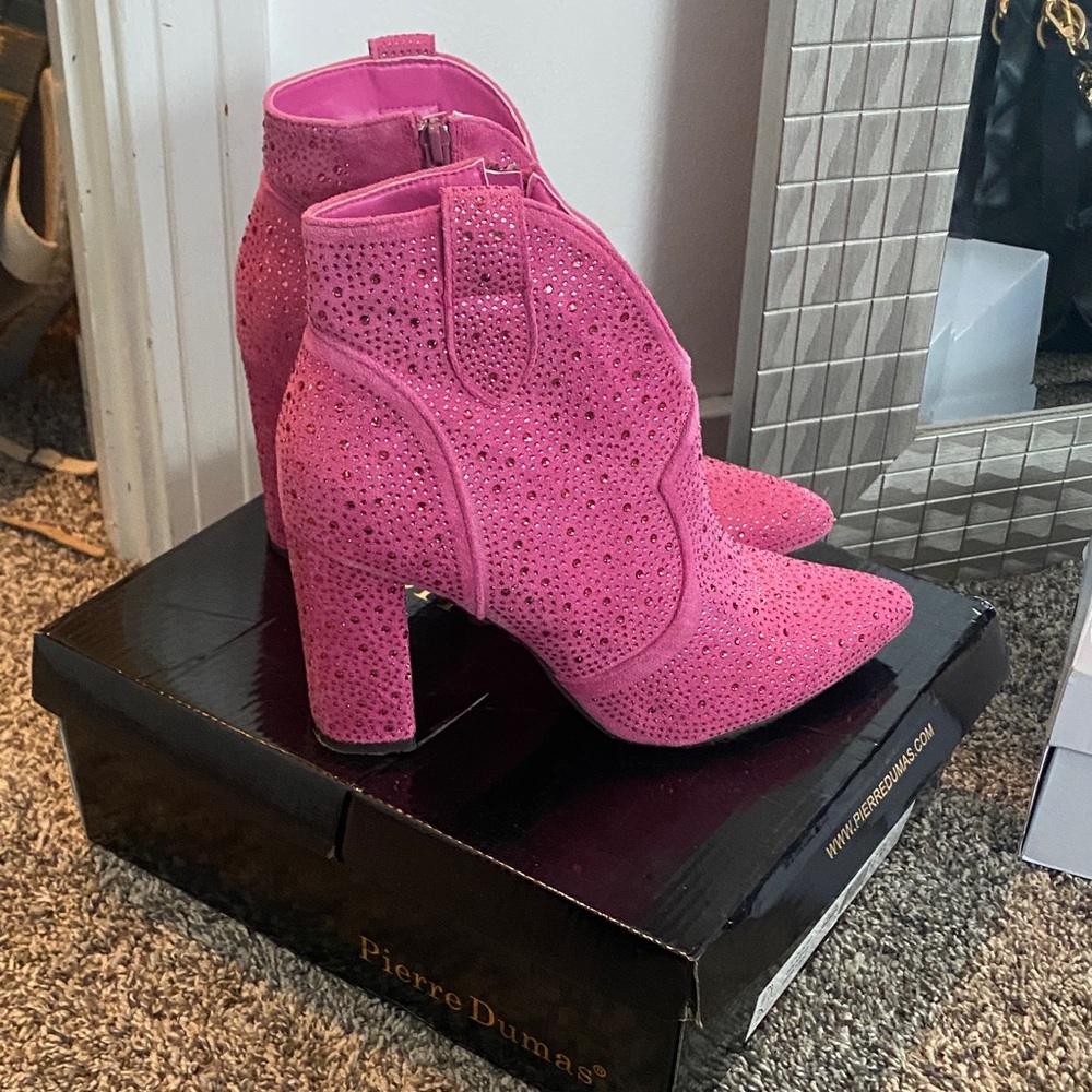 Pierre Dumas Fuchsia Sparkle Heeled Boots